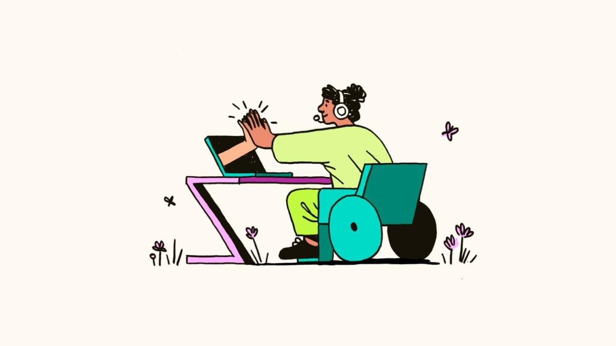 Illustration of a person relaxing on a green pool float, holding a smartphone and a cocktail.