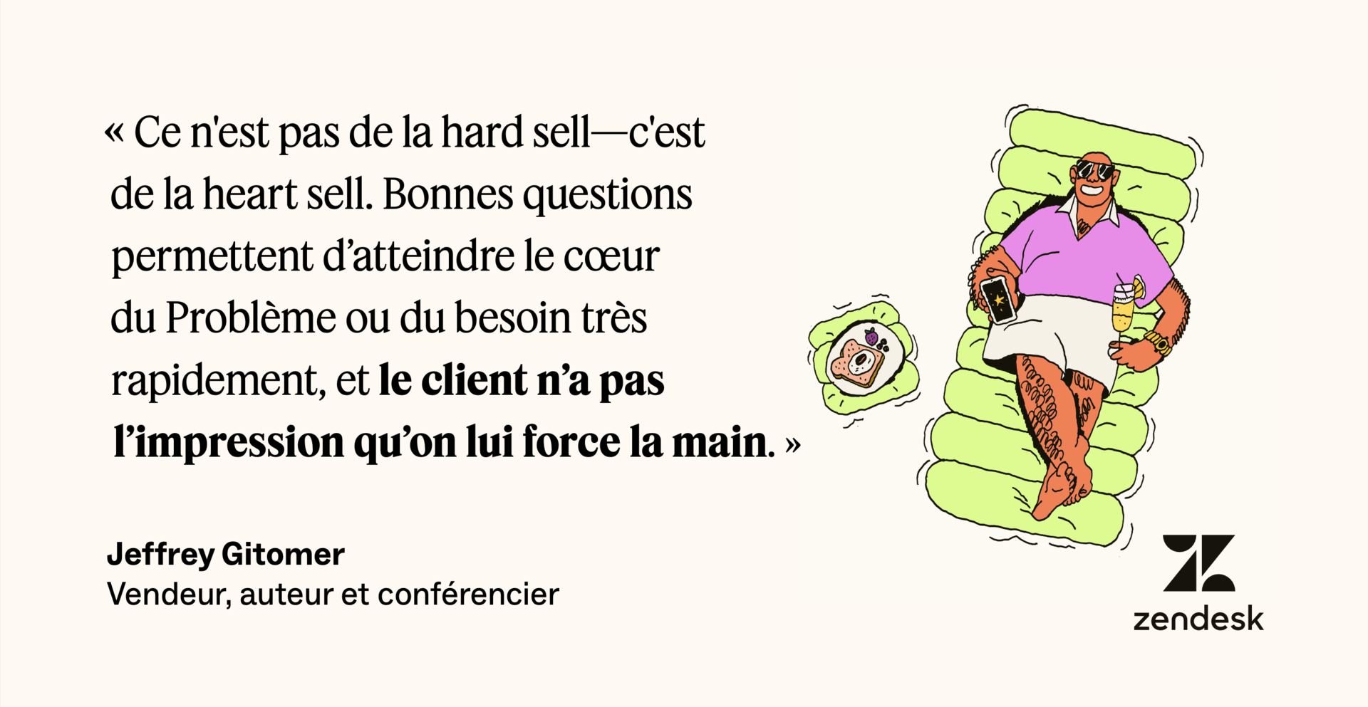 Jeffrey Gitomer désigne les ventes comme un cœur sell, pas un hard sell.