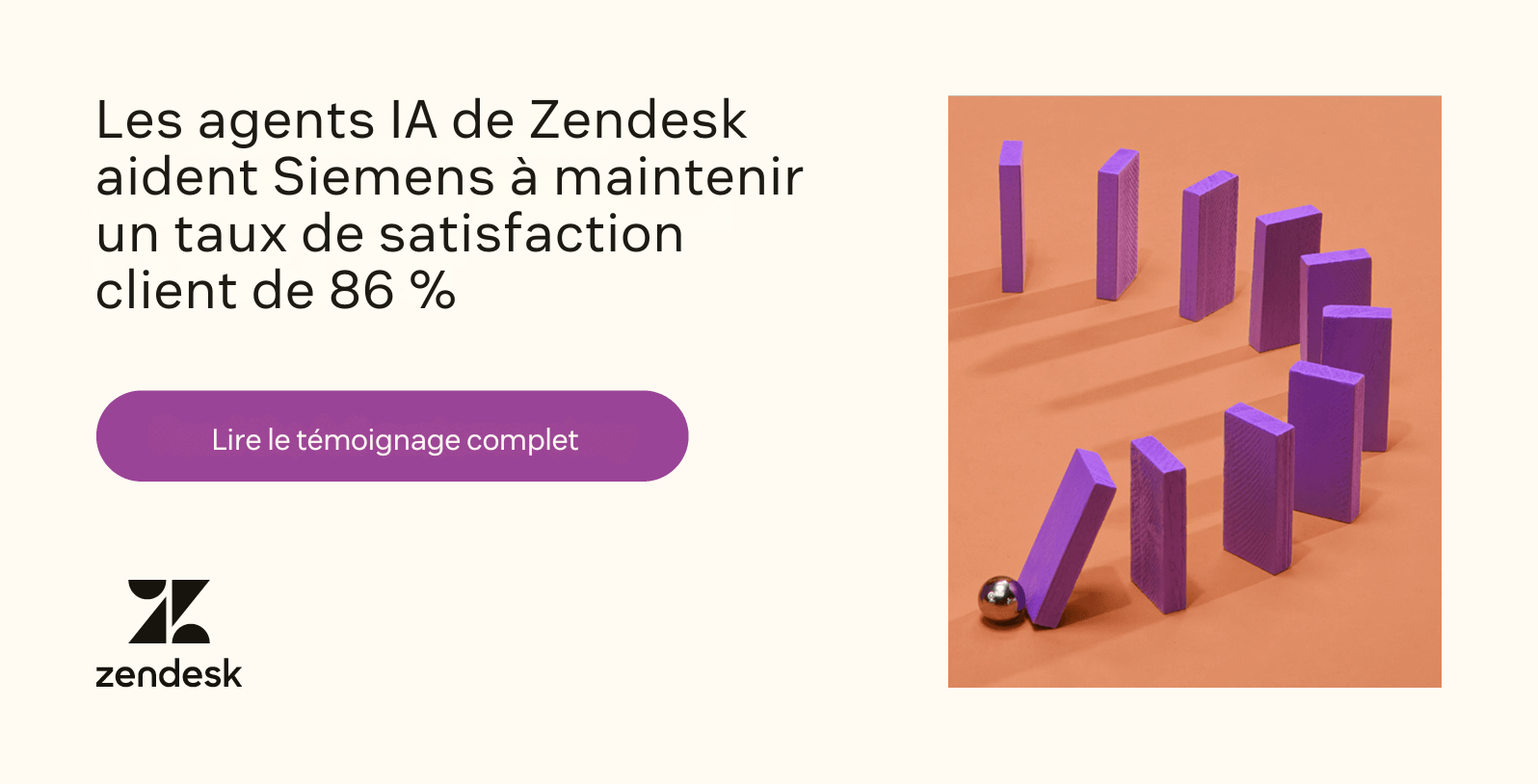 Les agents IA de Zendesk aident Siemens à maintenir un taux de satisfaction de 86 %.