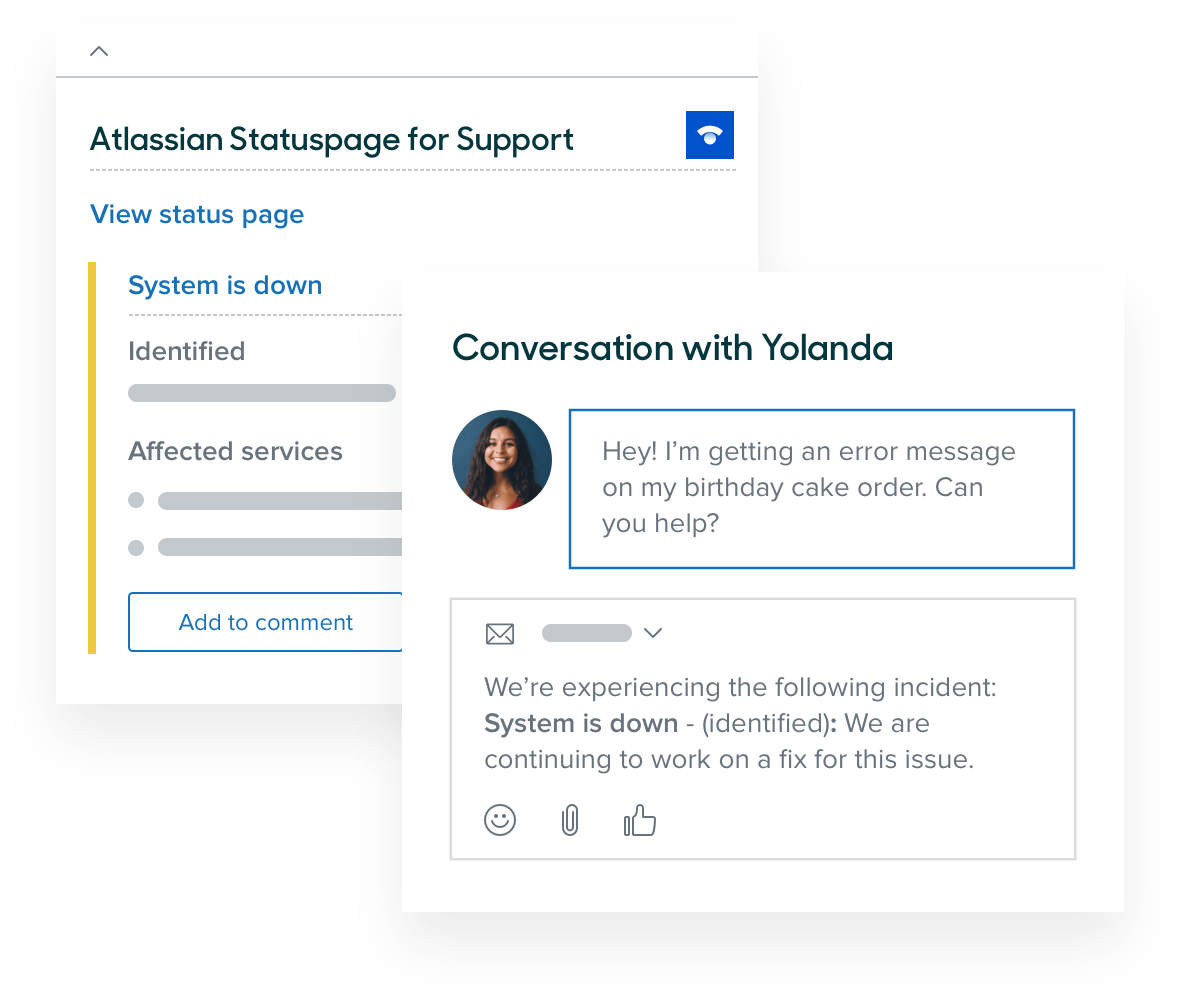 Statuspage conversation with agent screen