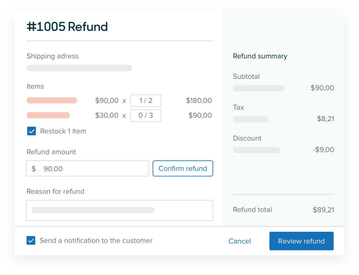 Agent workspace with order refund details