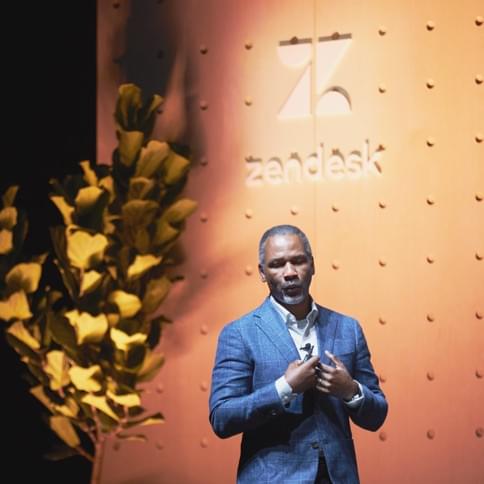 Luminaries customer speaking on stage at Zendesk Showcase