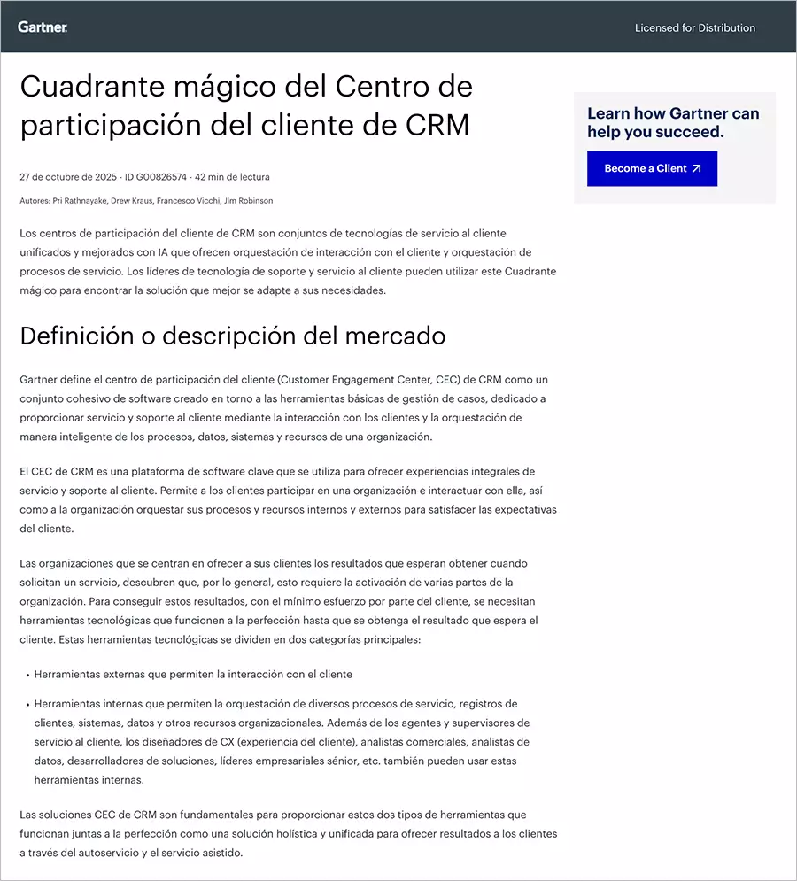 Imágenes del documento de Gartner para Magic Quadrant 