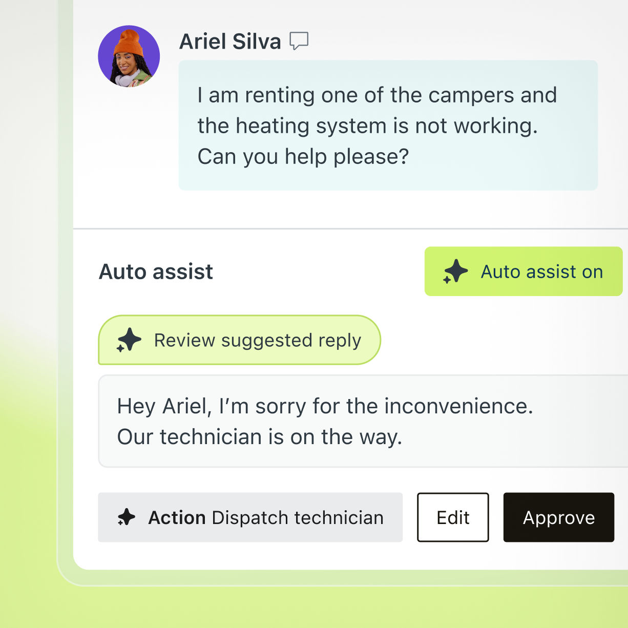 Agent Copilot interface showing auto-assist features