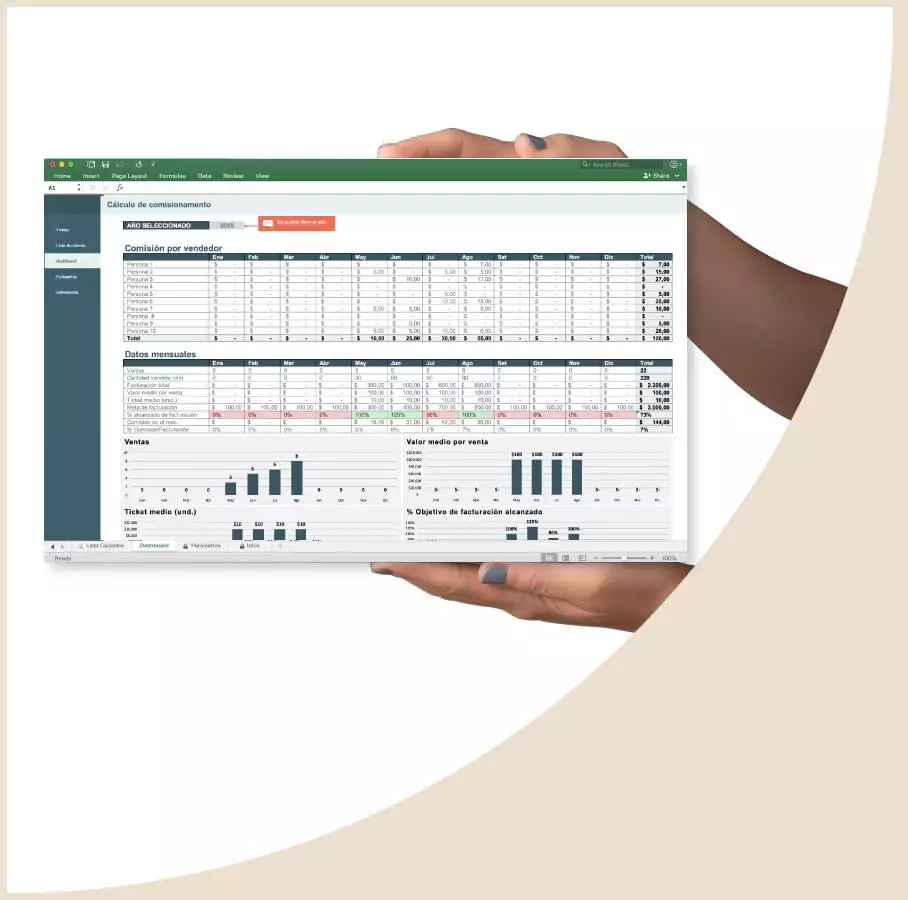Planilla de control de ventas y comisiones
