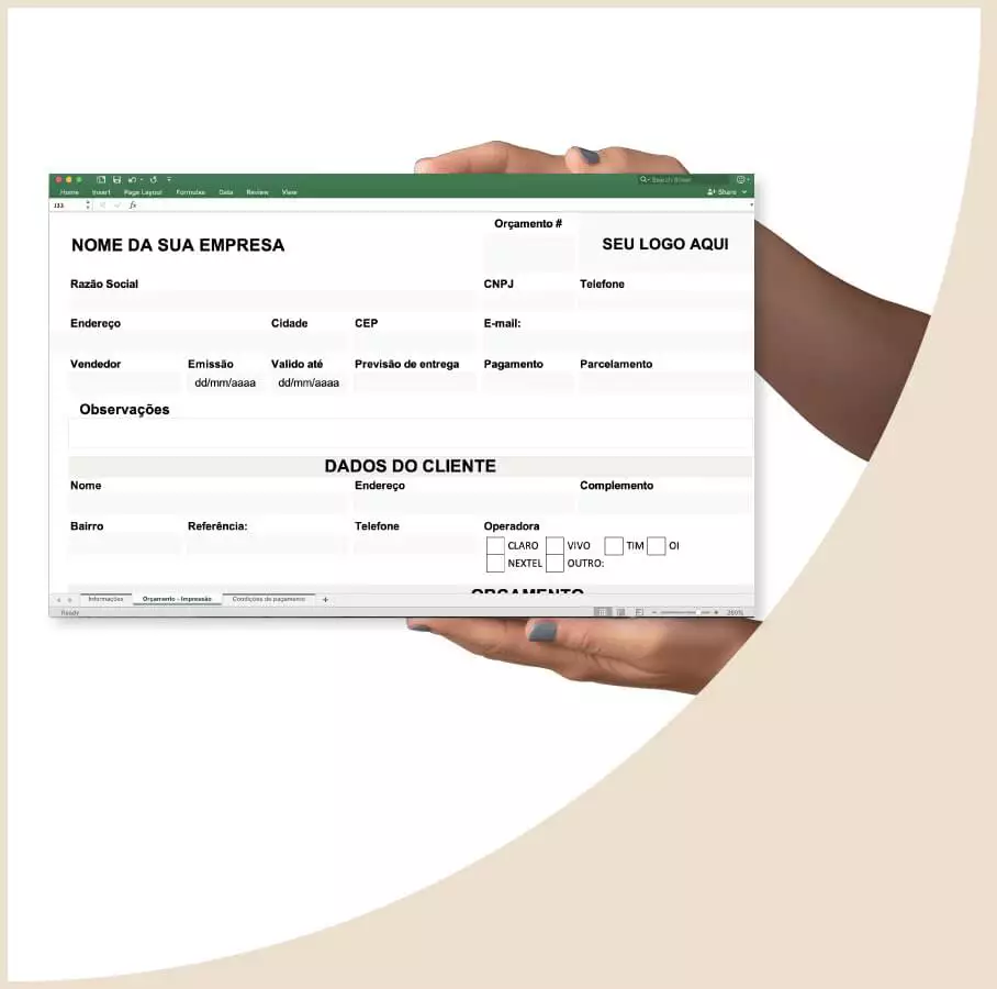 Modelo de orçamento para download