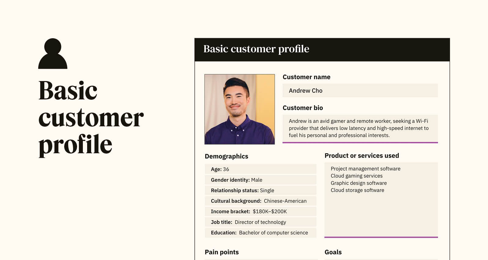 A preview for the downloadable basic customer profile template.