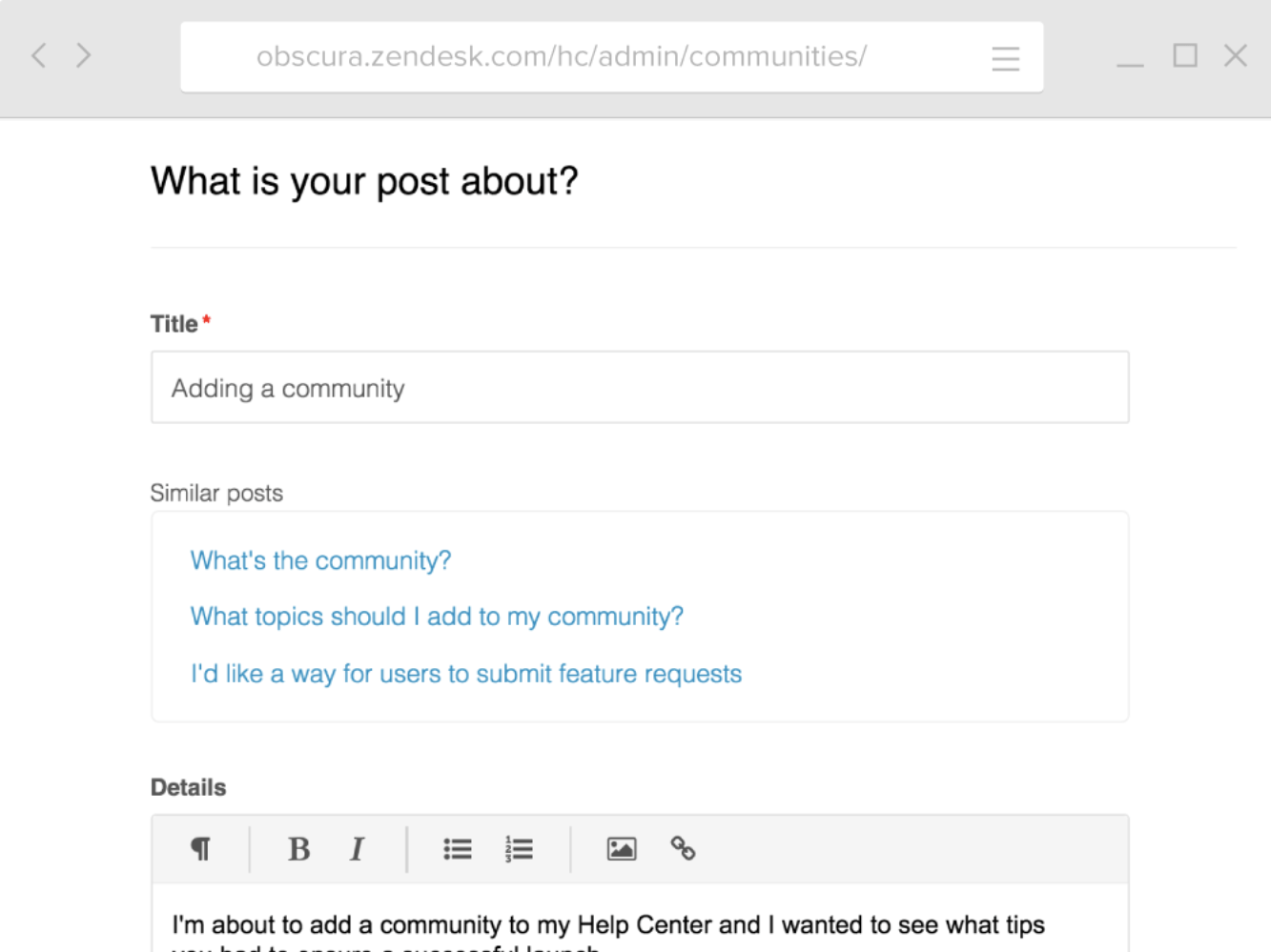 Community forums example