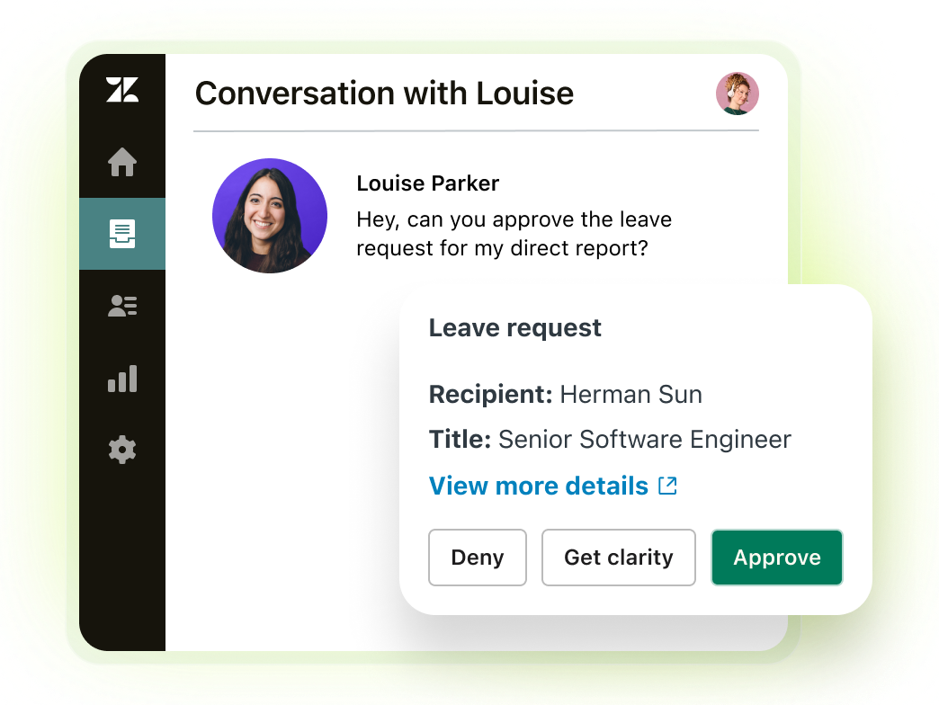 Screenshot of a dialog box approving of an Employee's leave request