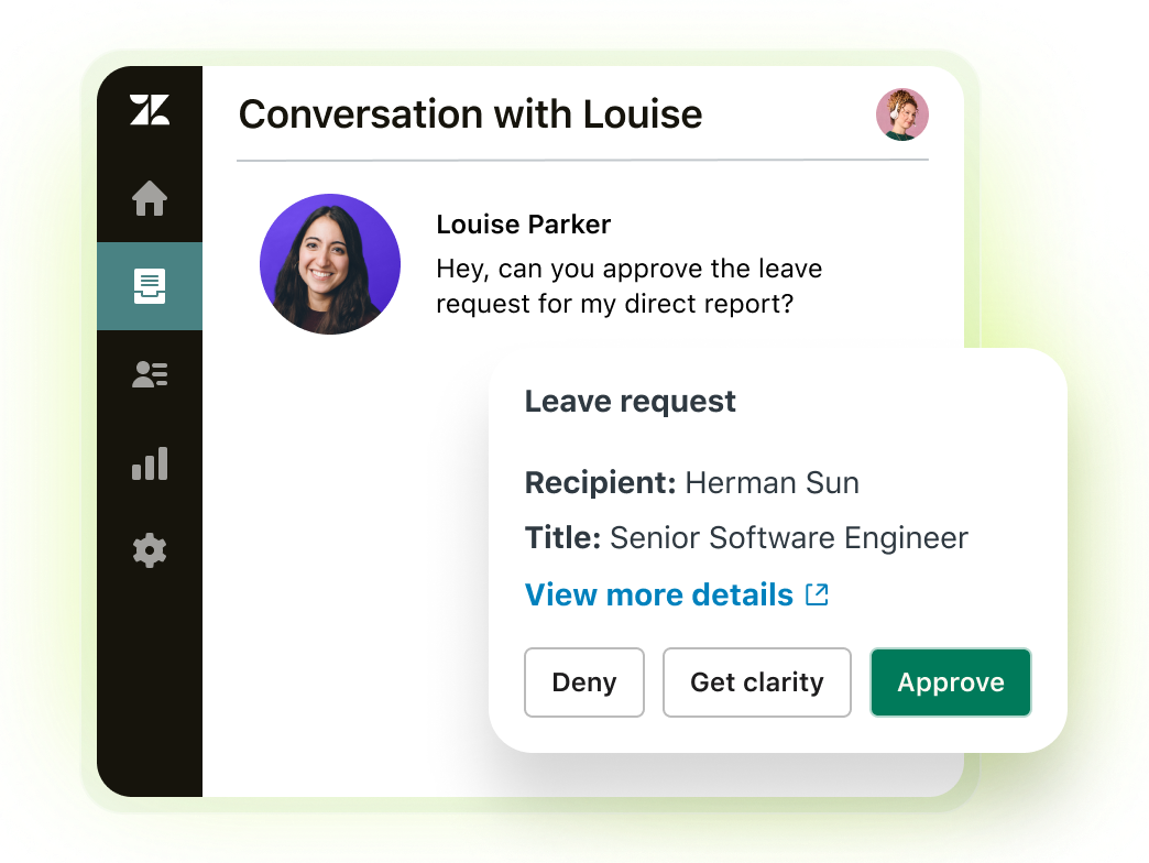 Screenshot of a dialog box approving of an Employee's leave request