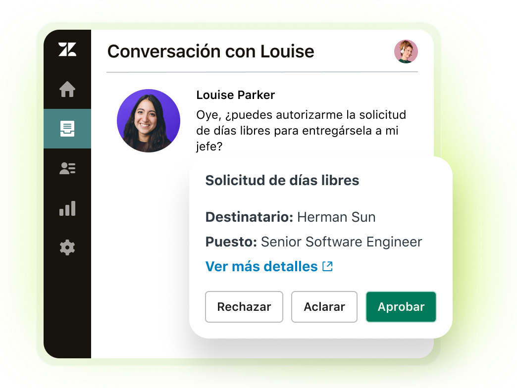 Captura de pantalla de un cuadro de diálogo que aprueba la solicitud de permiso de un empleado