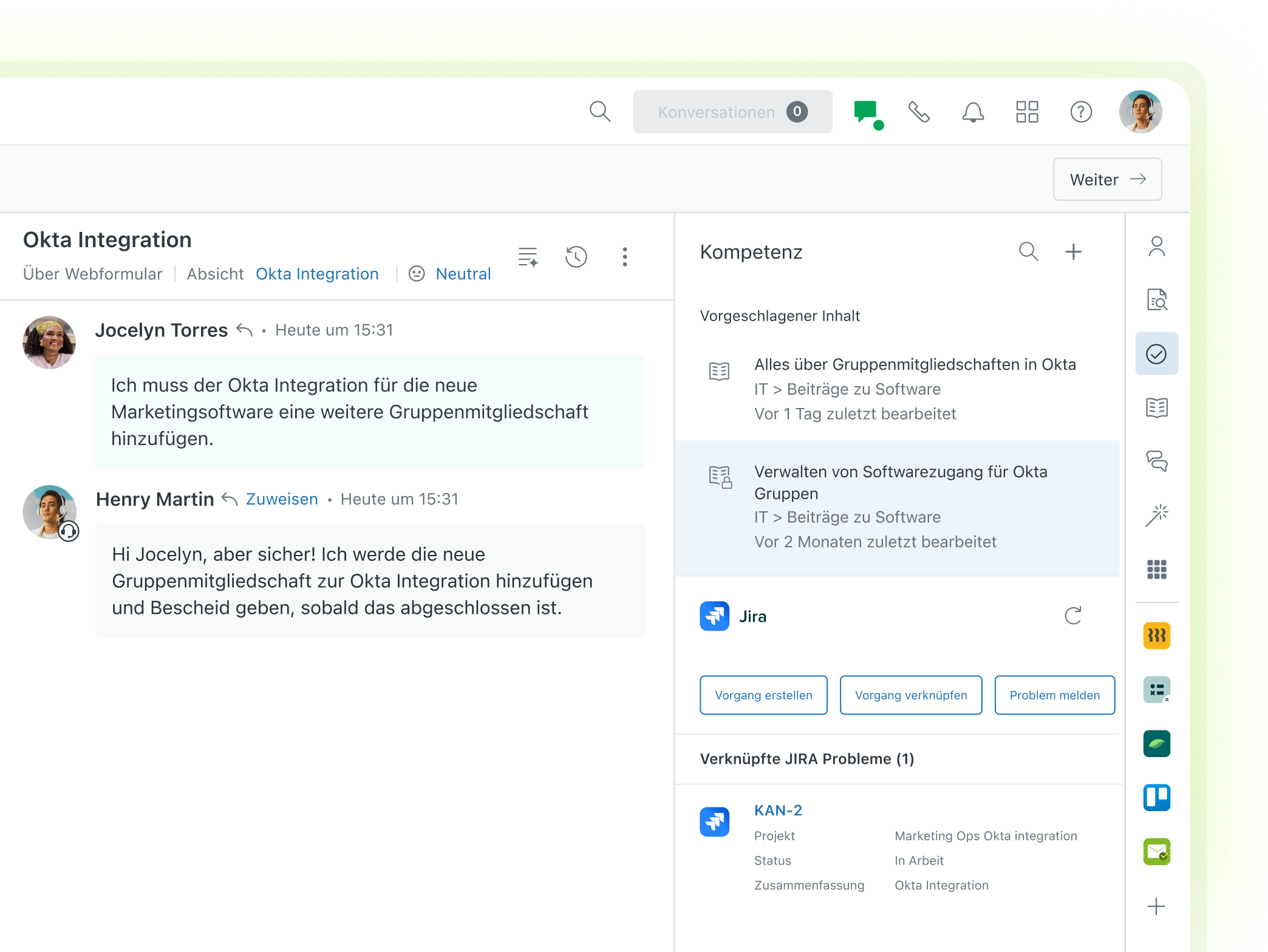 Screenshot eines Menschen, der mit einem Chatbot interagiert