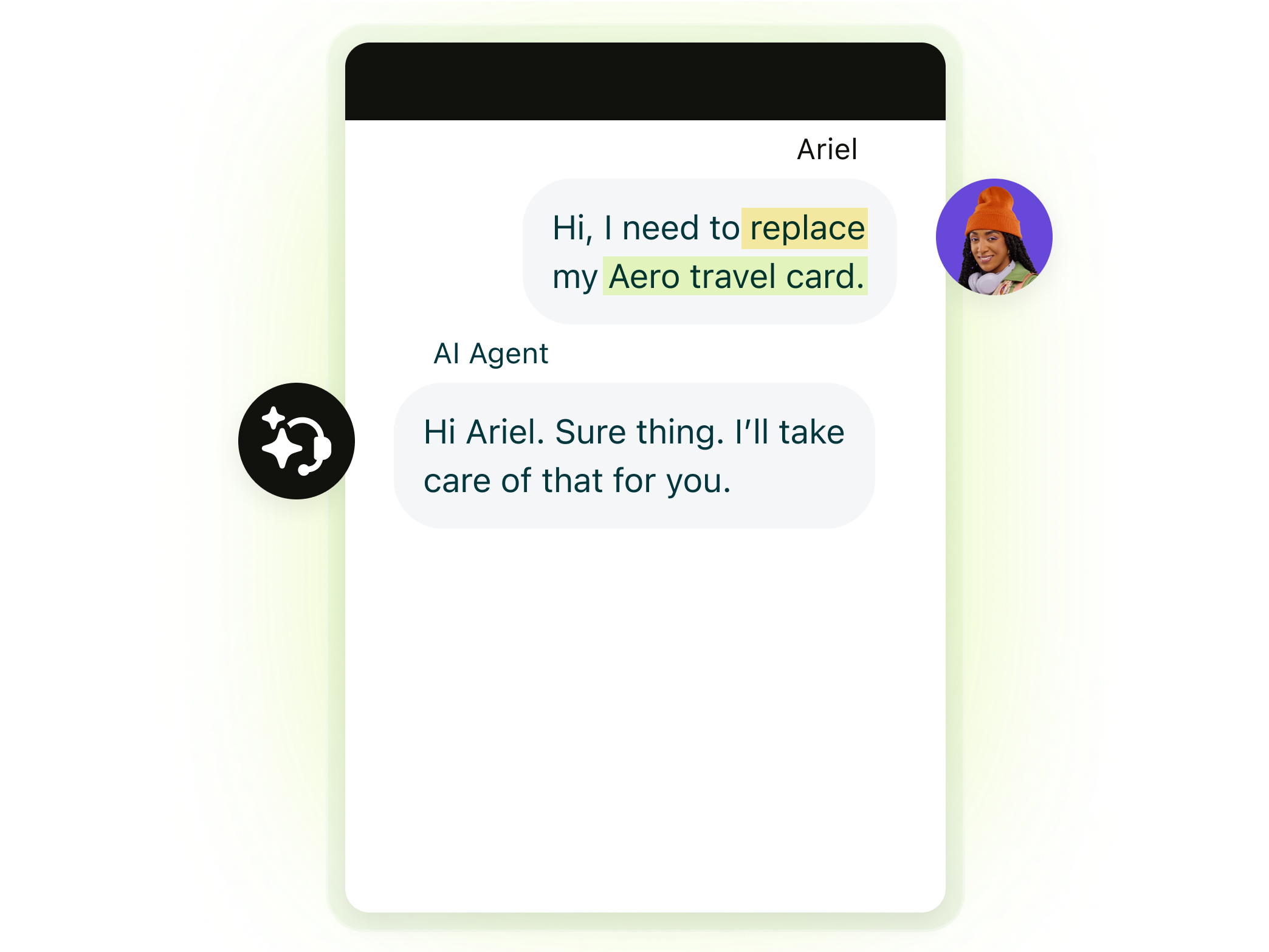 AI agent messaging interface
