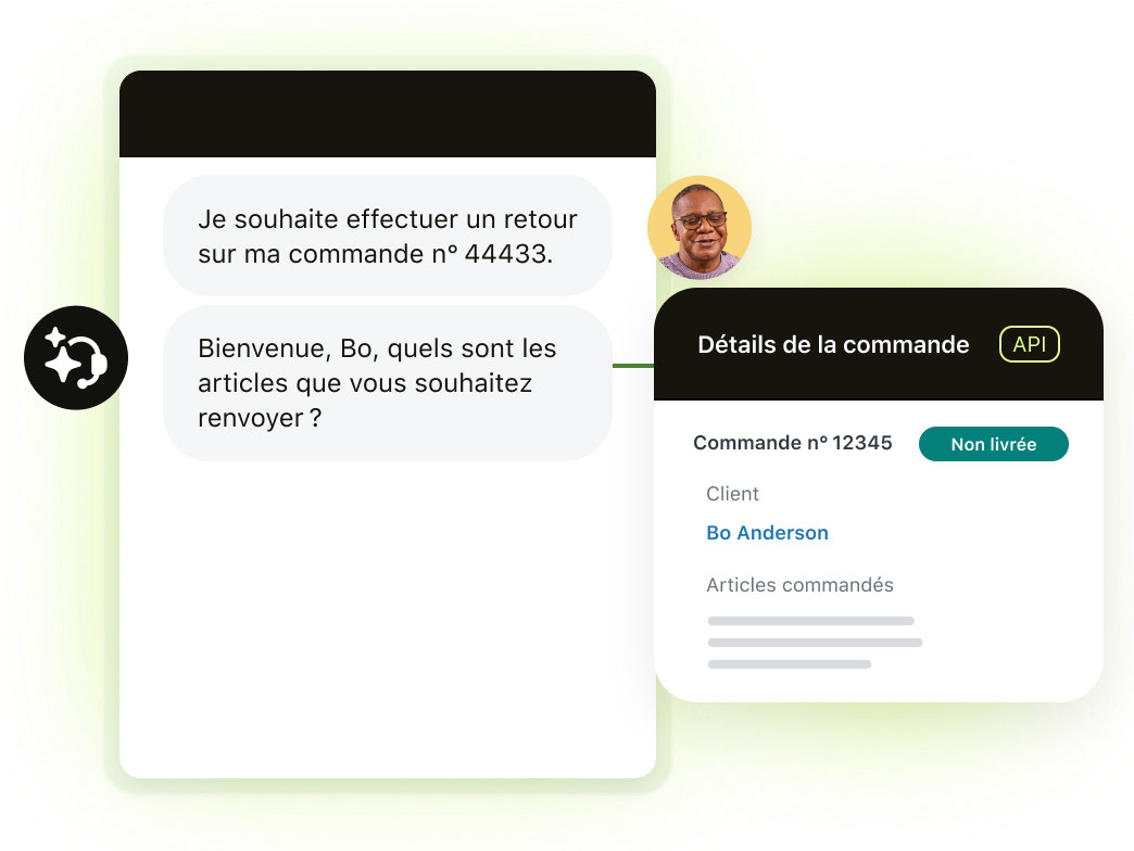 Client discutant avec l’agent IA