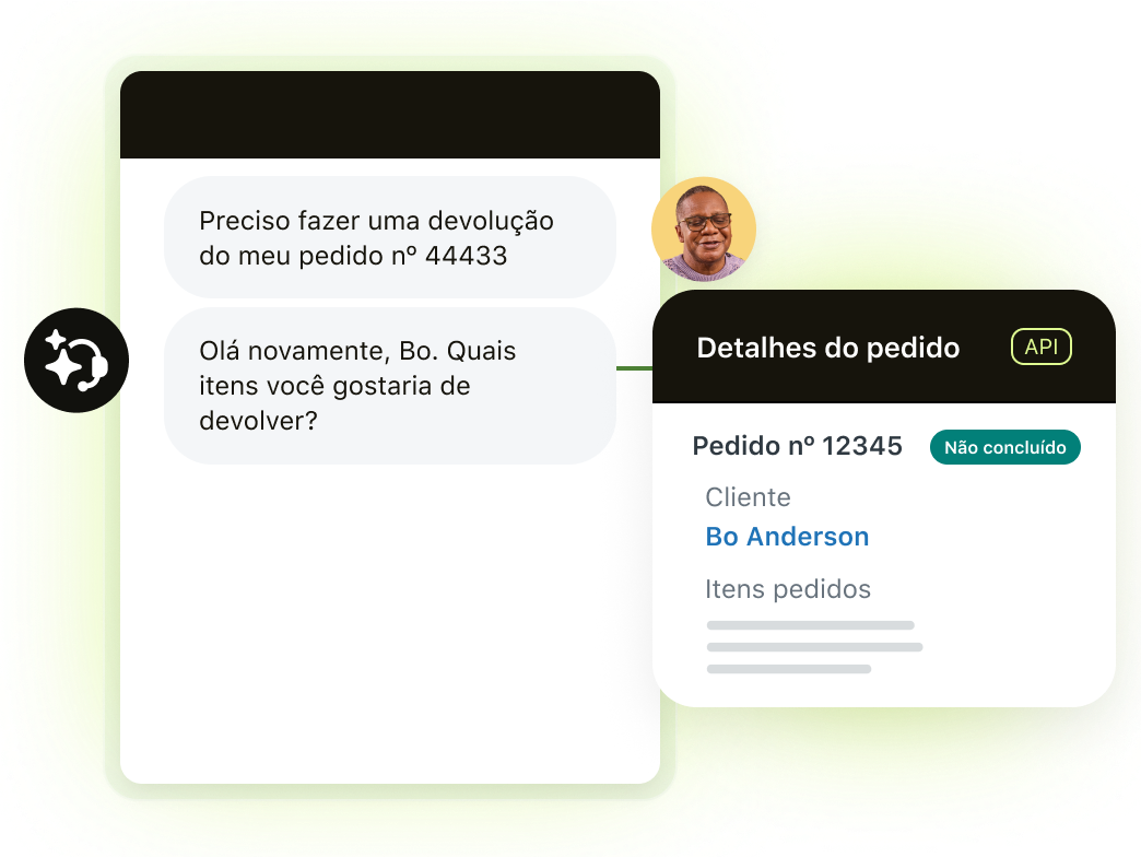 Cliente conversando com um agente de IA